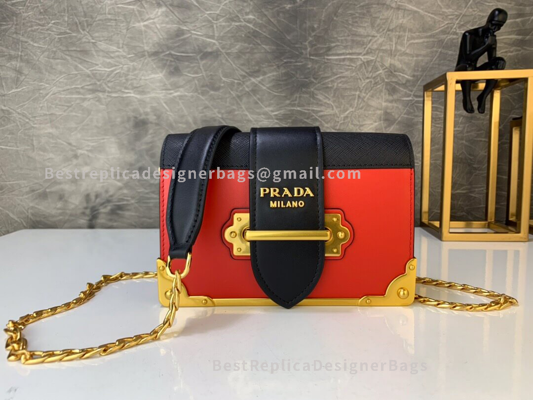 Prada Red Leather Shoulder Bag GHW 018
